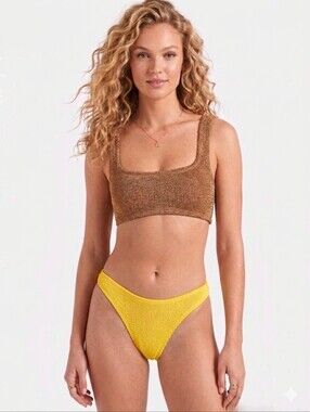 NWT Hunza G Jean Bikini Bottom In Sunflower One Size